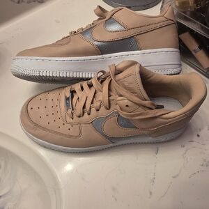 Nike Tan and Silver Sneakers